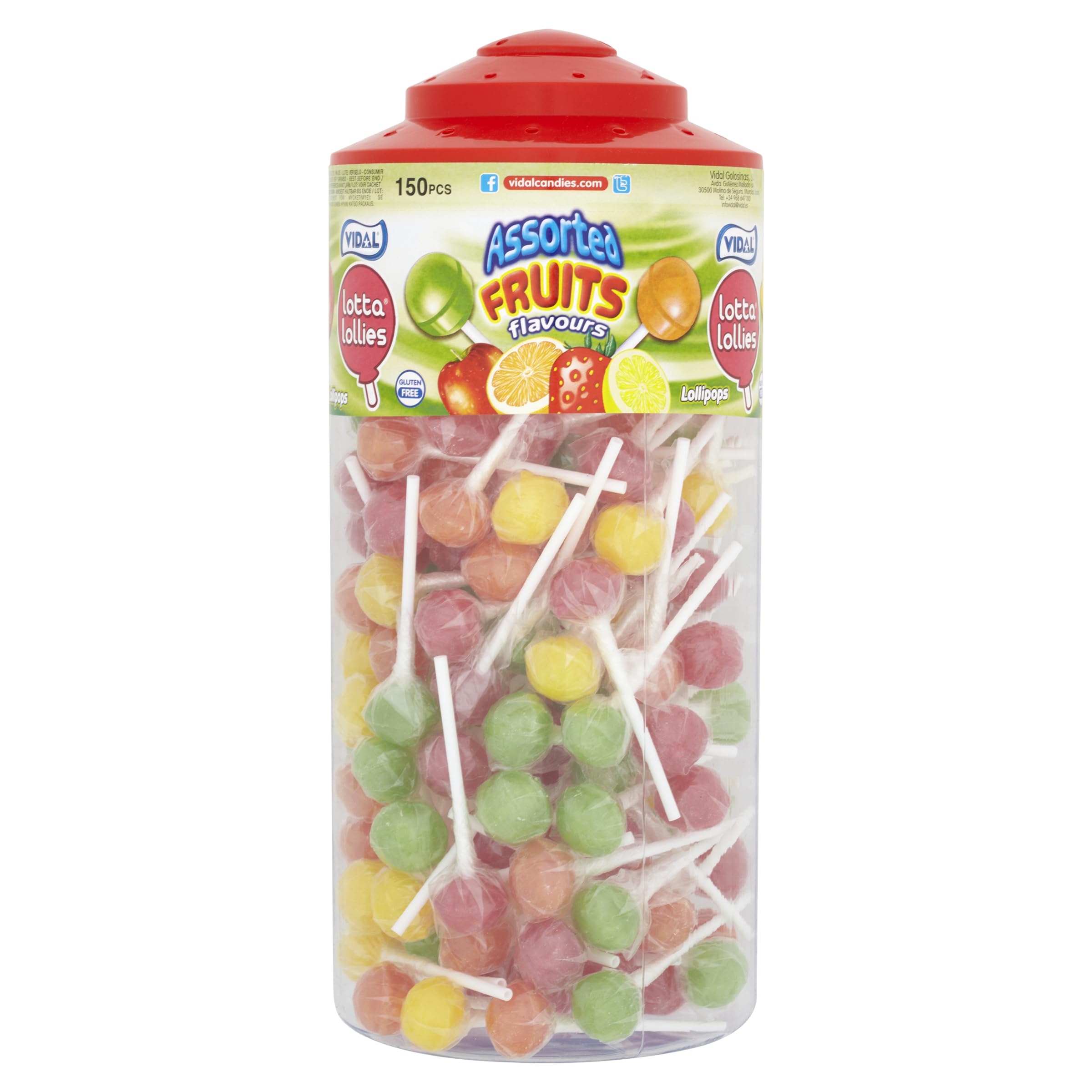 Vidal Lotta Lollies Assorted Fruit Flavours - Bulk Pack of 150 Pieces