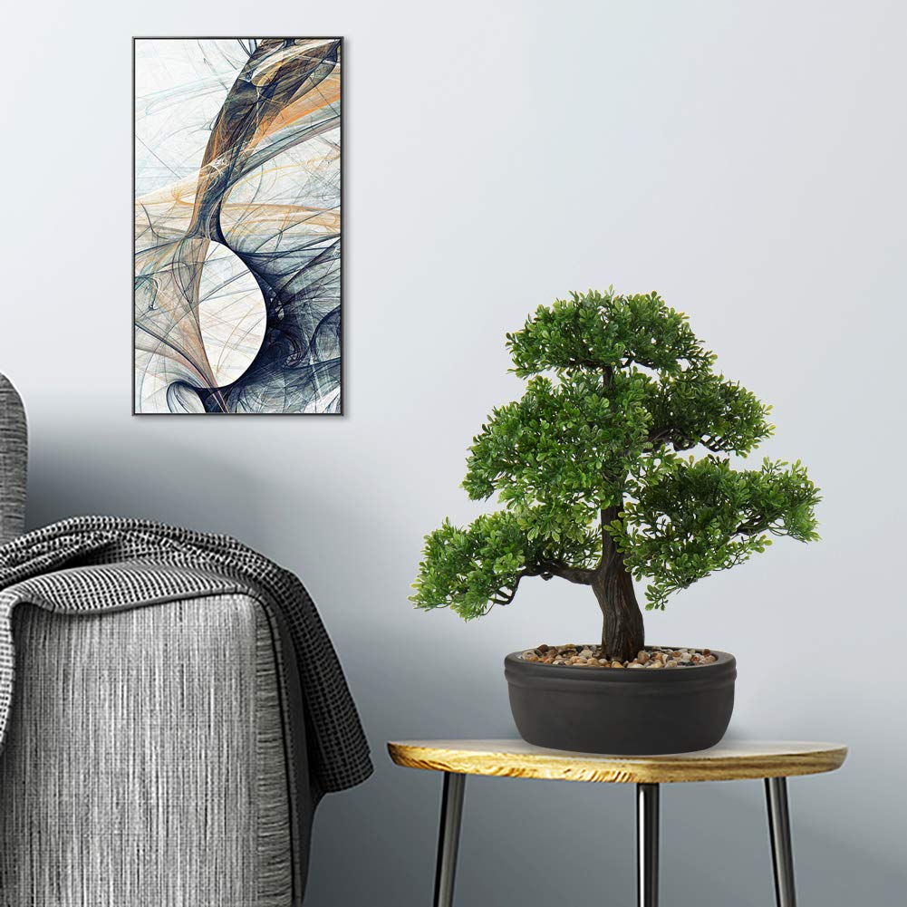 Briful 14.1" Artificial Bonsai Tree | Faux Japanese Pine Potted Plant