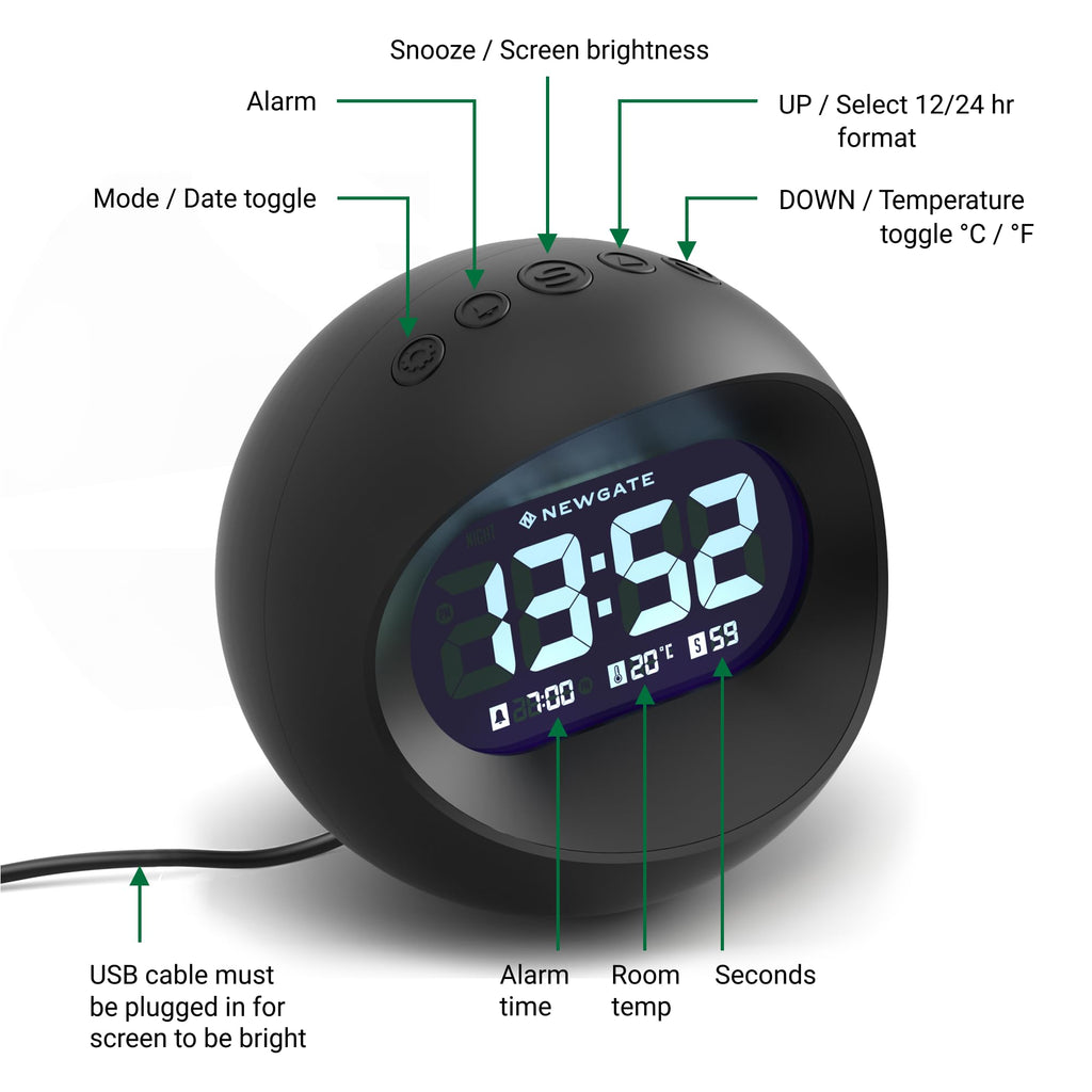 Newgate Center of The Earth Digital Alarm Clock | LCD Acrylic Desk Clock