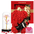 POHOMEGK Rose Teddy Bear & Forever Flower Box - Luxury Artificial Rose Gift