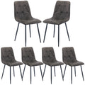 Artist Hand Set of 6 Faux Suede Dining Chairs with Metal Legs - Gray