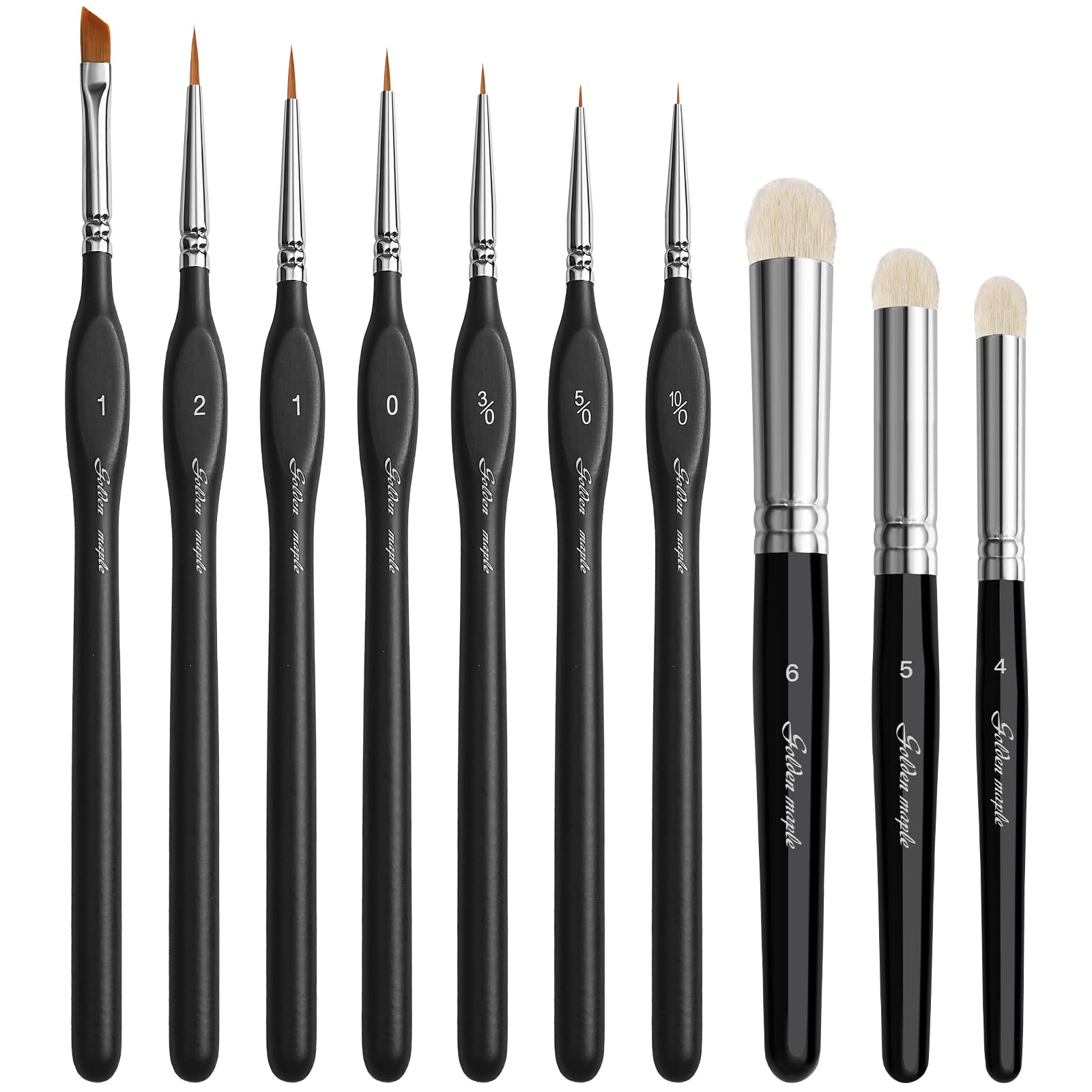 WLOT 10pc Fine Detail Paint Brush Set for Miniatures and Models