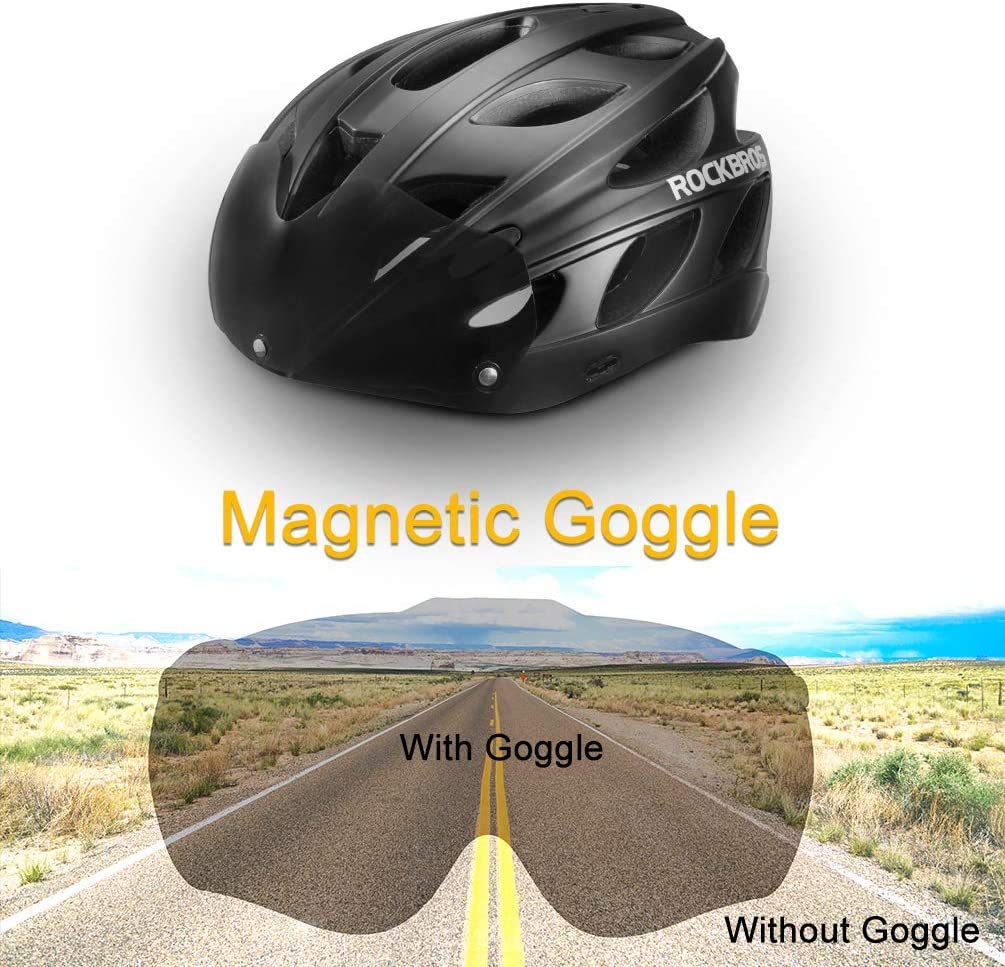 ROCKBROS Bike Helmet | Lightweight MTB Road Helmet with Magnetic Goggles