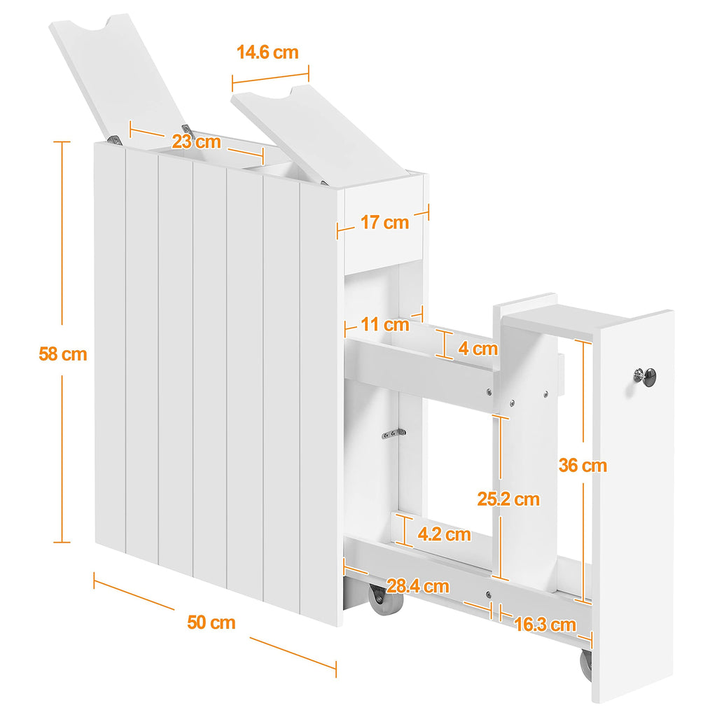Yaheetech Slim Bathroom Cabinet on Wheels with Drawer & Slide Shelf, White - image 4
