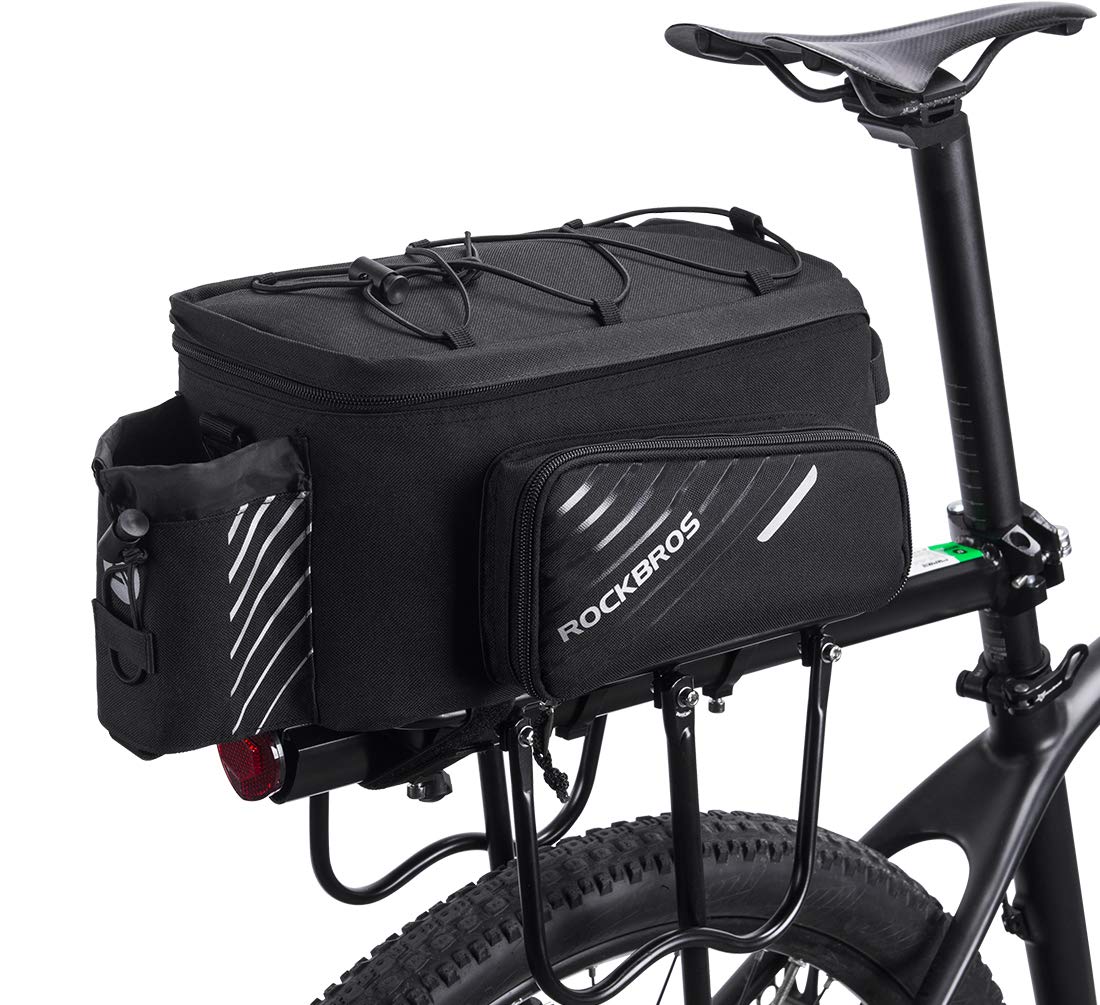 ROCKBROS Bike Pannier Bag | 12L Expandable Rear Seat Trunk with Rain Cover