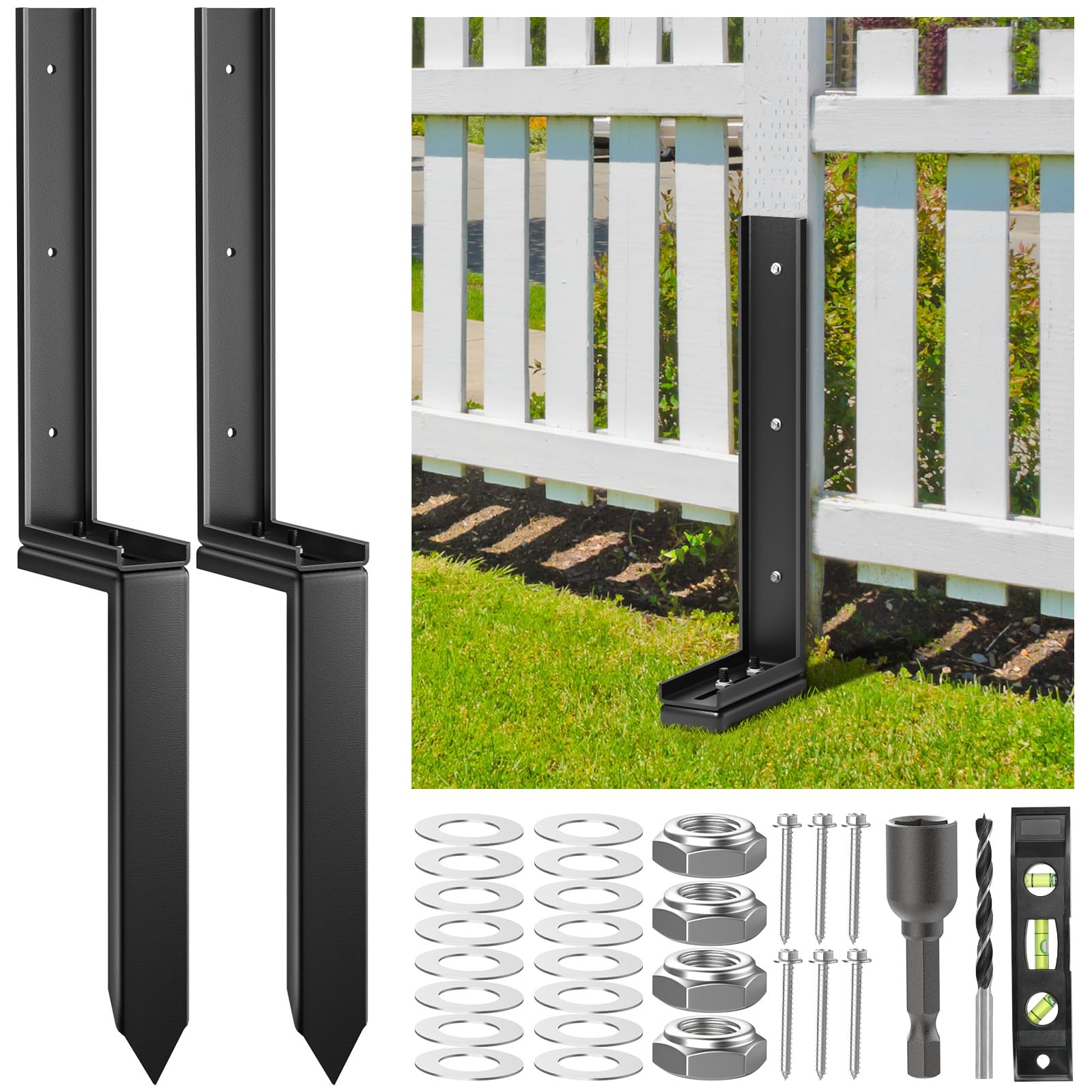 Housolution Steel Fence Post Repair Kit | Heavy-Duty Ground Anchor Stake