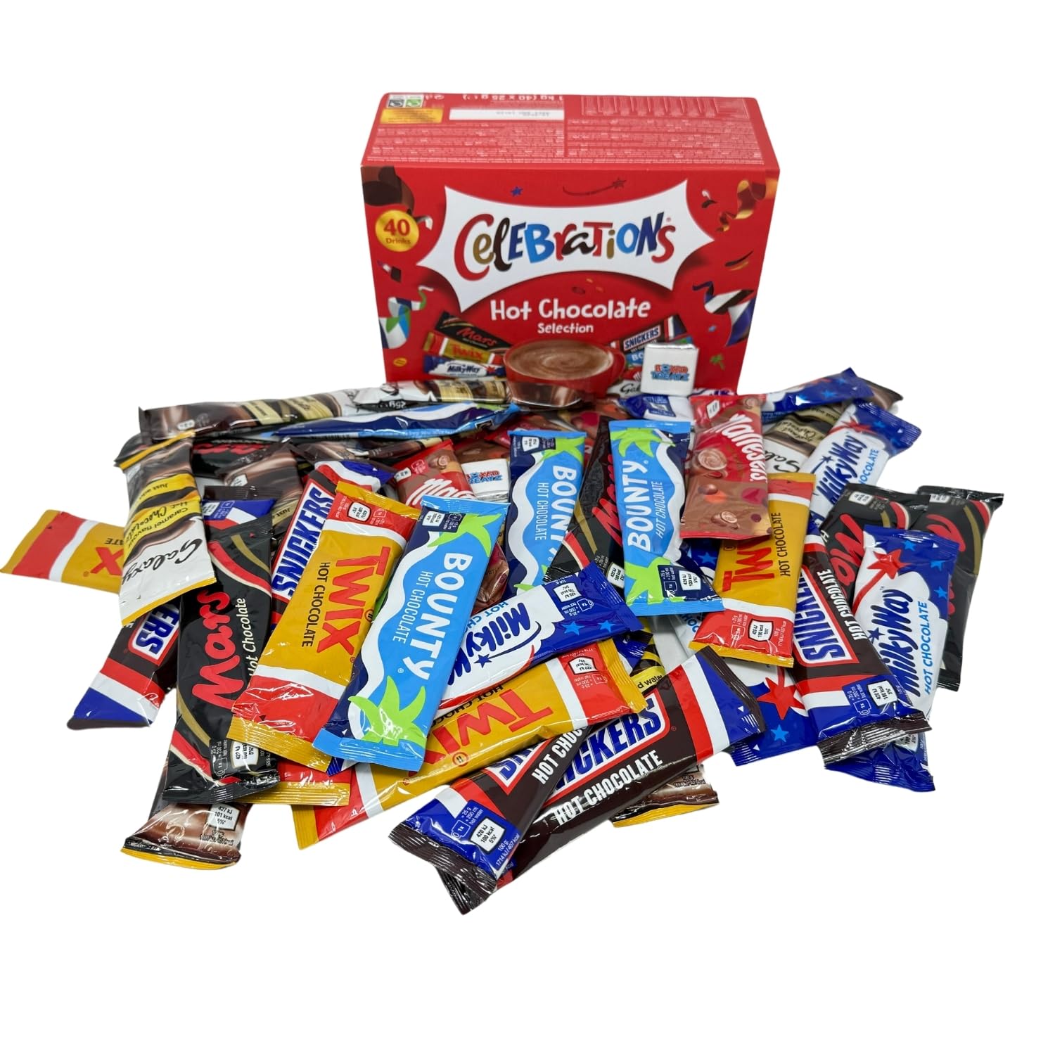 Hot Chocolate Gift Box - 40 Sachets, 8 Flavours Christmas Hamper