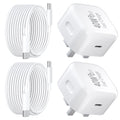 40W USB C Fast Charger for iPhone 17 16 15 | 2-Pack 3M Cables