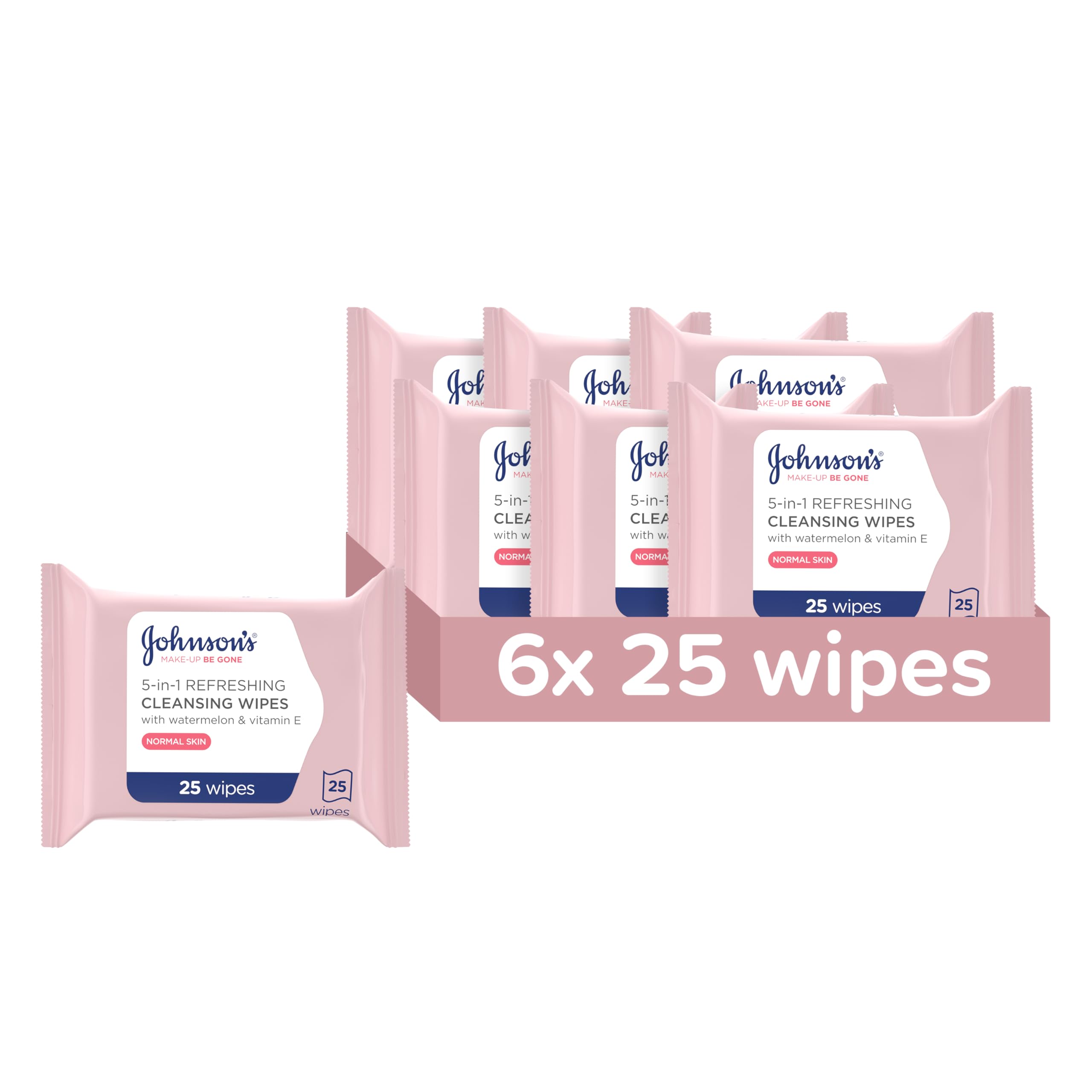 Johnson's Refreshing Makeup Remover Wipes - Watermelon & Vitamin E - 6 Pack