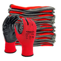Supreme TTF Nitrile Coated Red Nylon Work Gloves - 24 Pairs (Size 8)