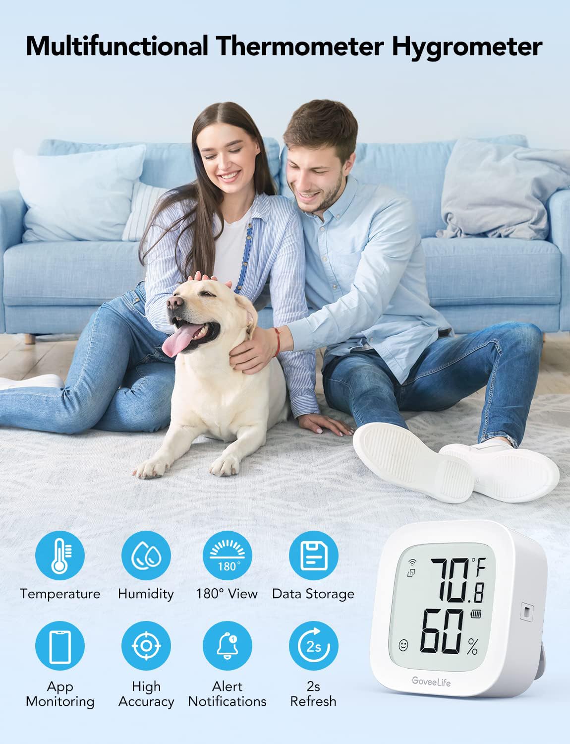 GoveeLife E-Ink WiFi Thermometer Hygrometer | Smart Indoor Humidity Meter