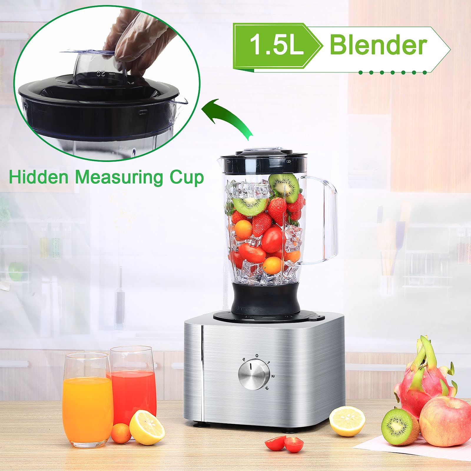 TopStrong 11-in-1 Food Processor and Blender Combo – 1100W, 3.2L Bowl