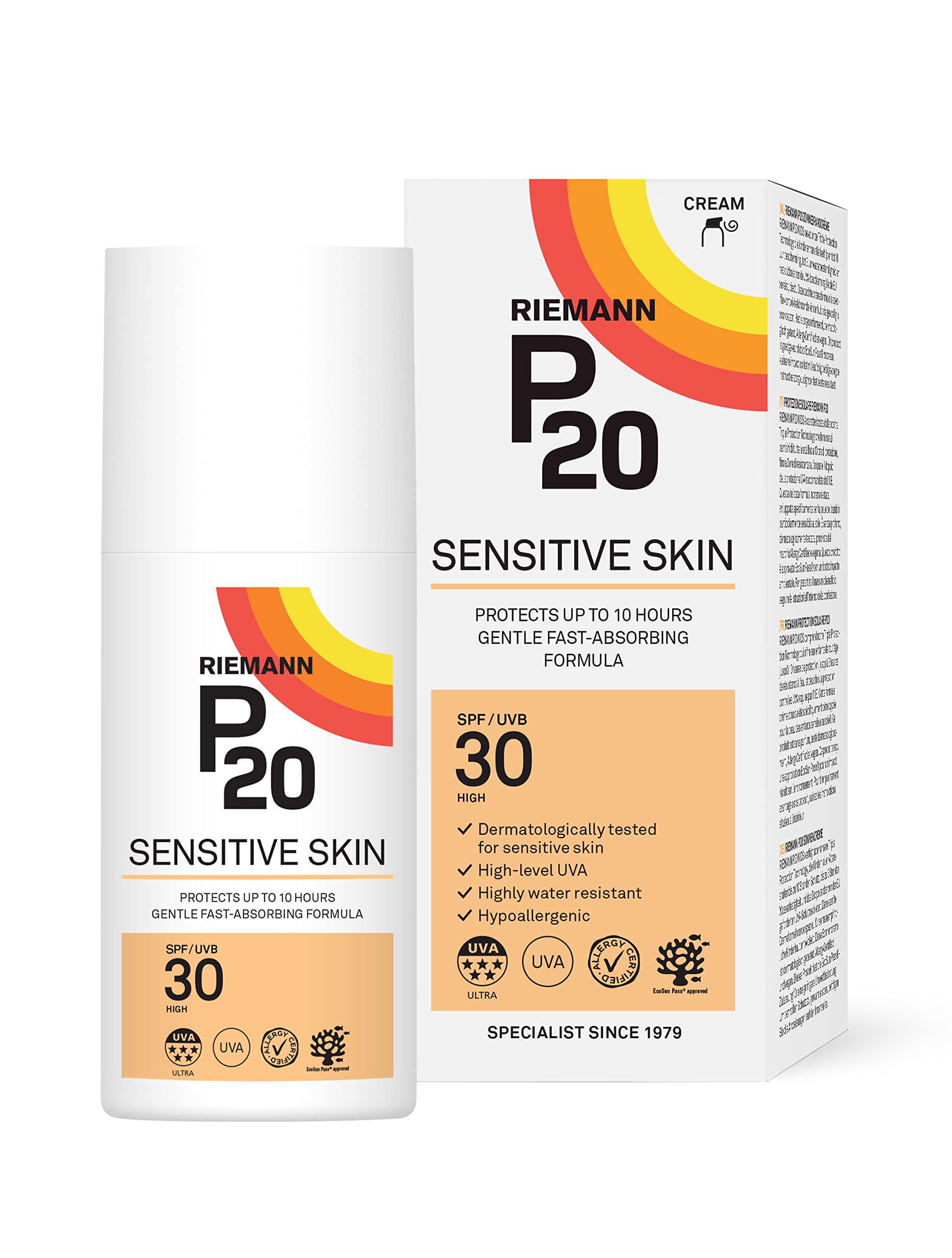 Riemann P20 SPF30 Sensitive Sun Cream | 10-Hour UVA Protection | 200ml