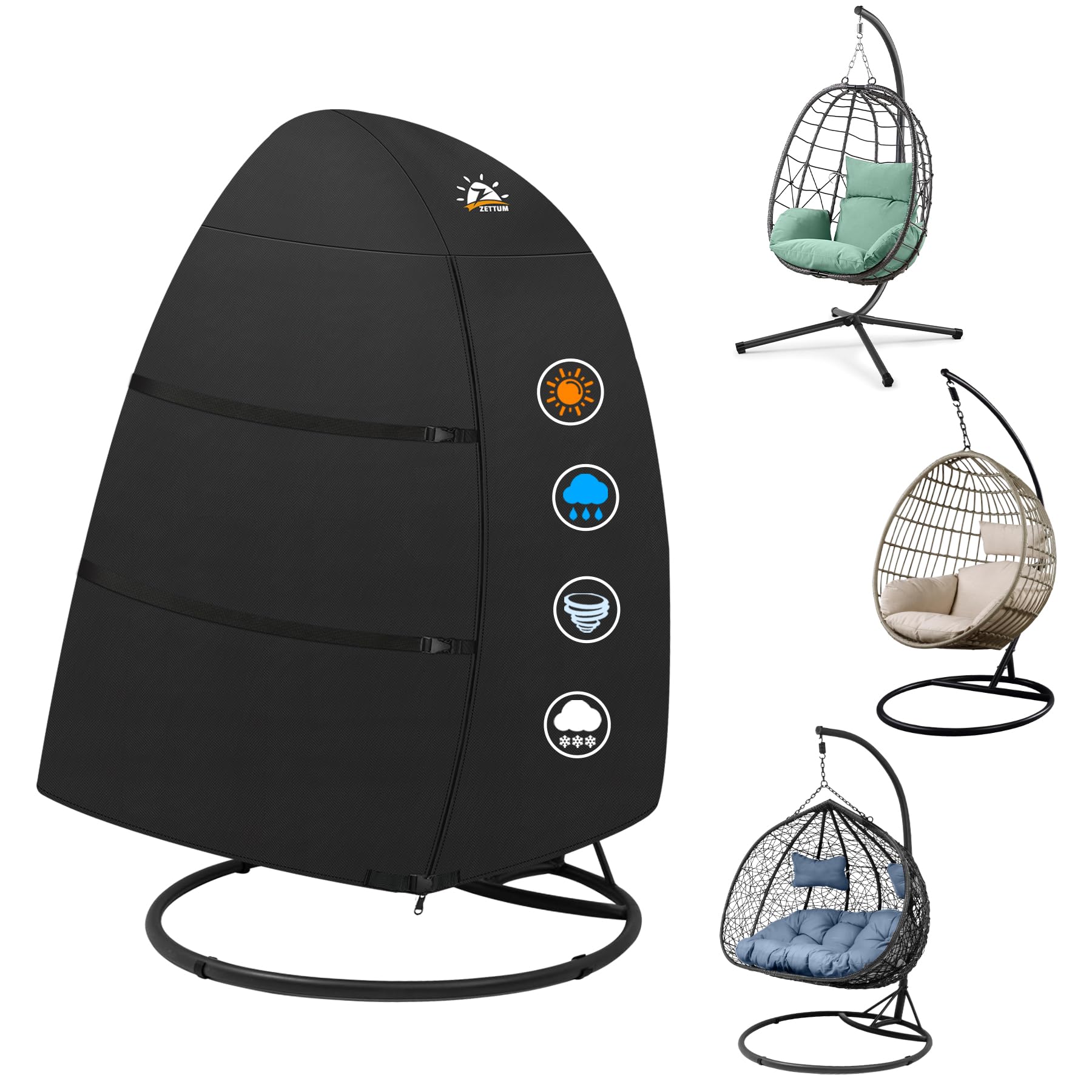 Zettum Double Egg Chair Cover | 600D Waterproof Heavy Duty Patio Cover
