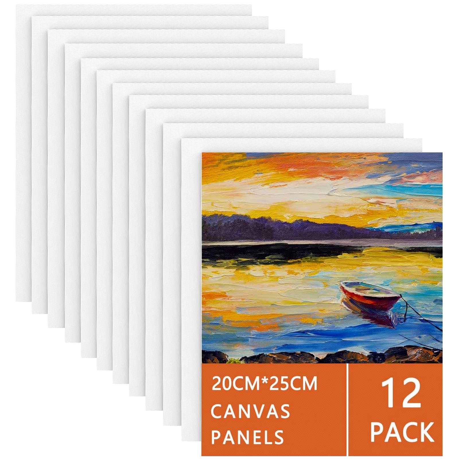 Koncci 8x10 Cotton Canvas Panels - 12 Pack Pre-Stretched Art Boards