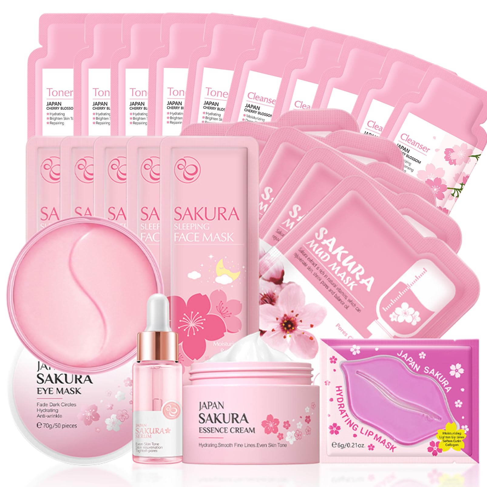 Sakura Skincare Set - 24-Piece Anti-Aging & Moisturizing Kit