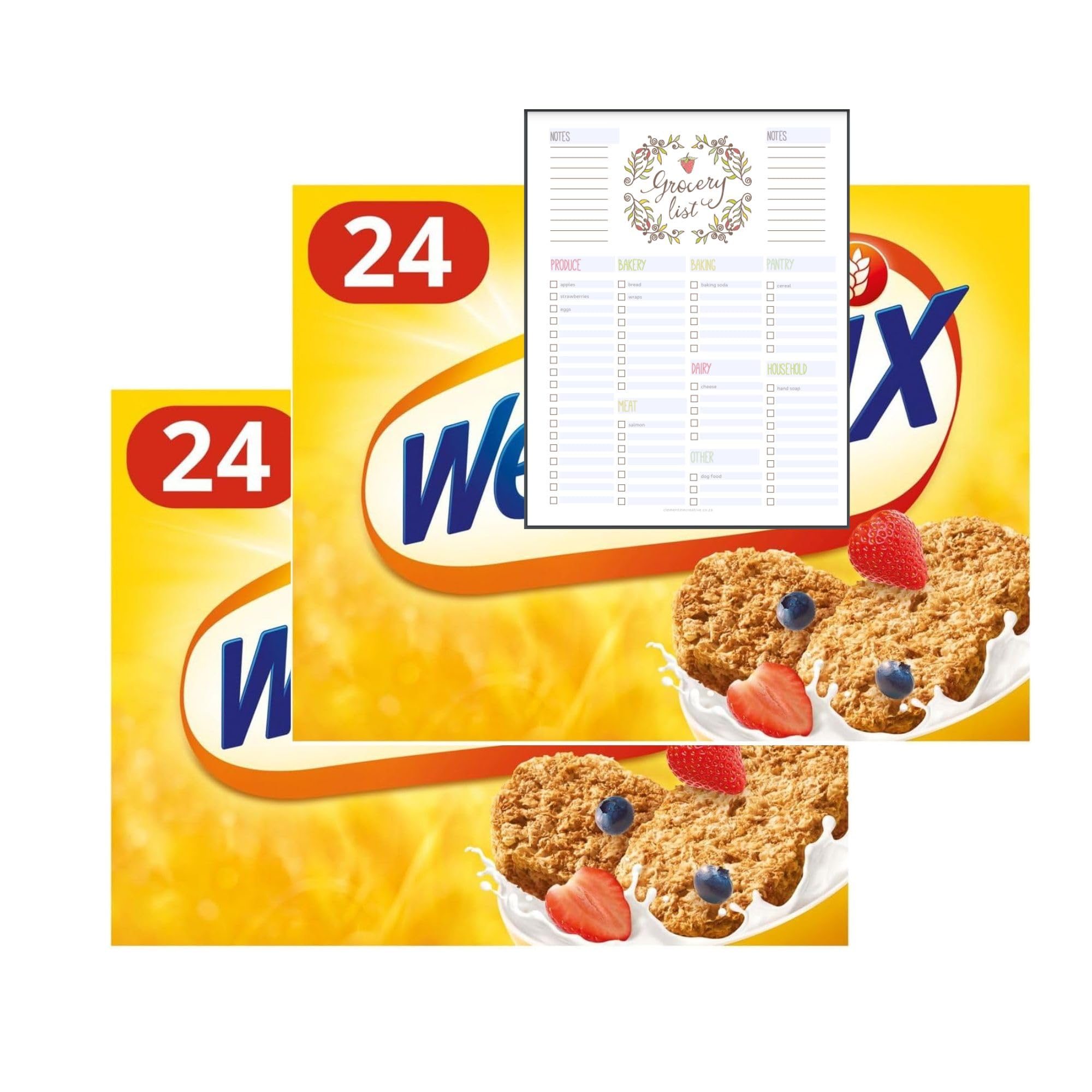 Weetabix Wholegrain Wheat Cereal - 24 Pack (Pack of 2) with Grocery List