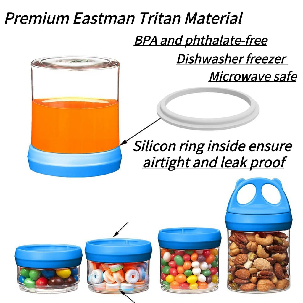 SELEWARE Stackable Snack Containers | 4-Piece Airtight Leak-Proof Jars