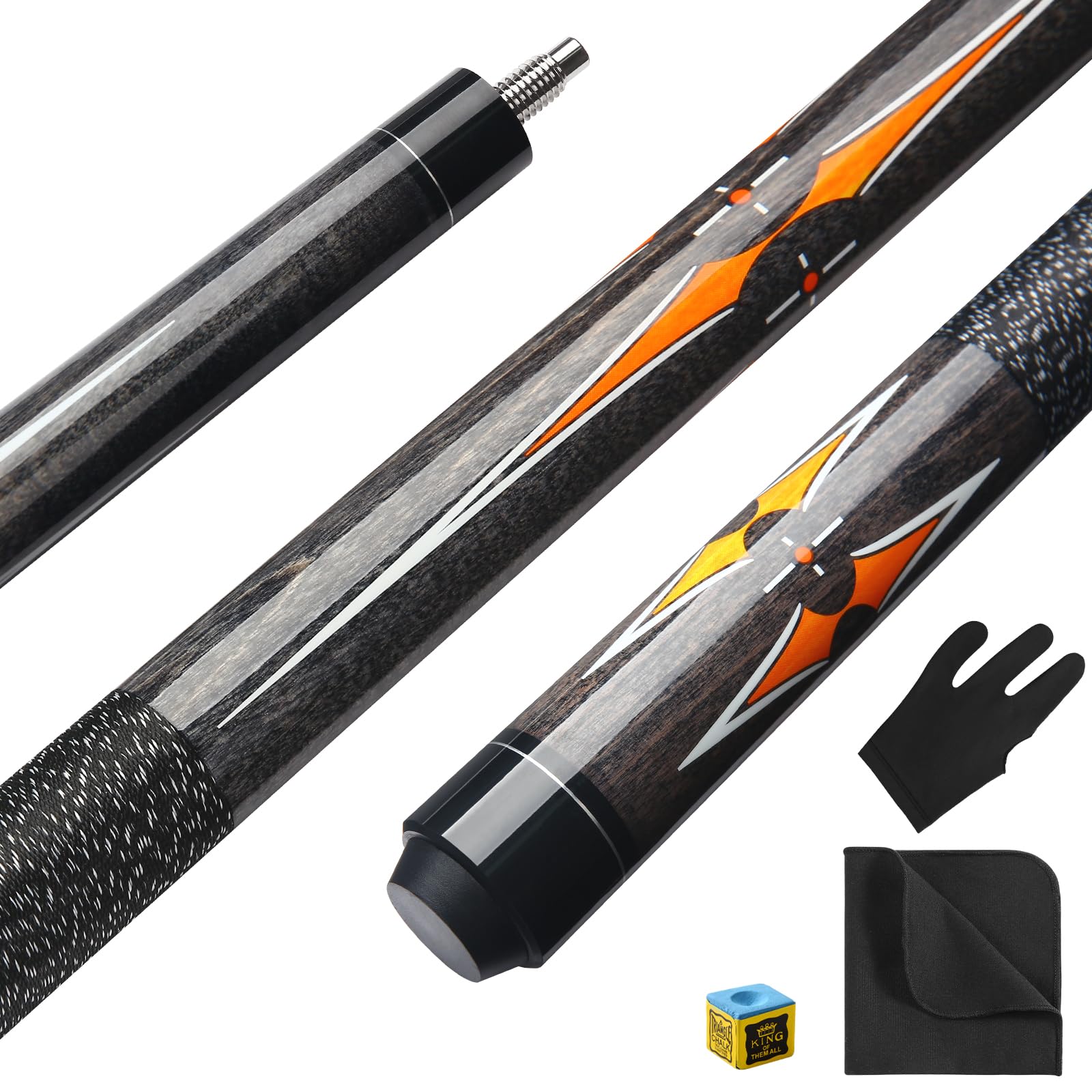 ASMPCUE 58" Canadian Maple Pool Cue | 13mm Tip Irish Linen Wrap - Gray