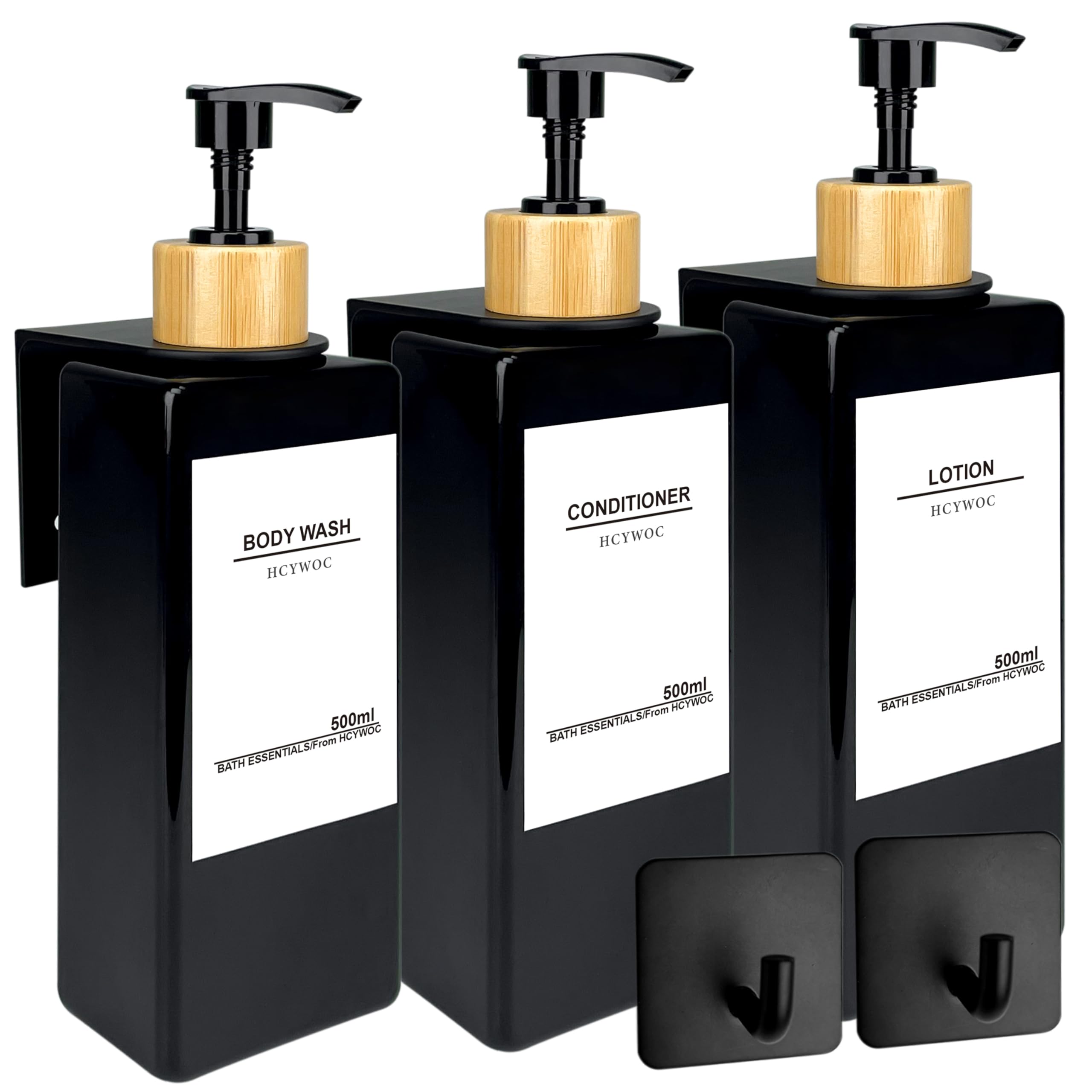 HCYWOC 3-Chamber Shower Soap Dispenser Wall Mount with 16 Labels