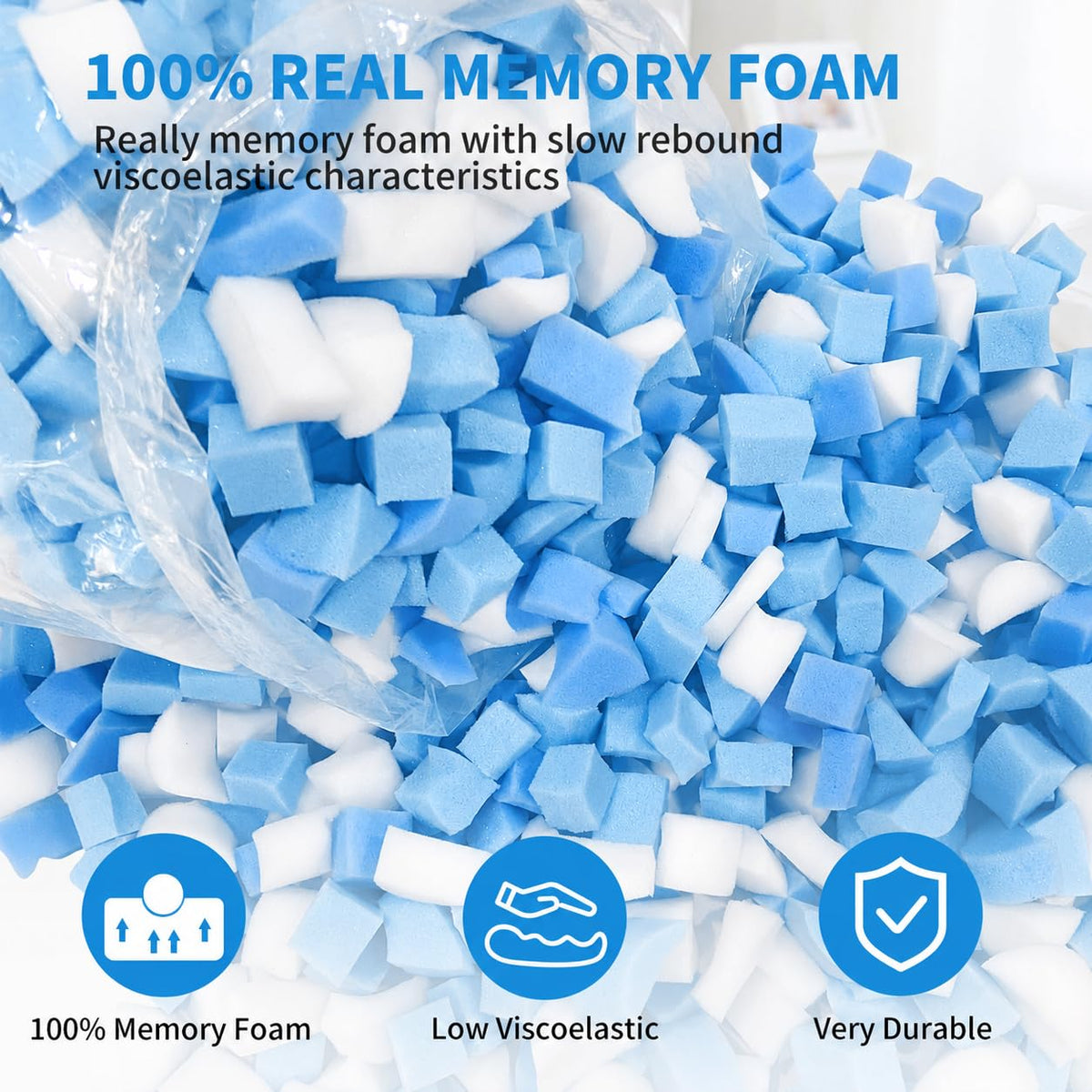 Welacer Blue White Shredded Memory Foam 4.5KG, Bean Bag Chair Refill - image 2
