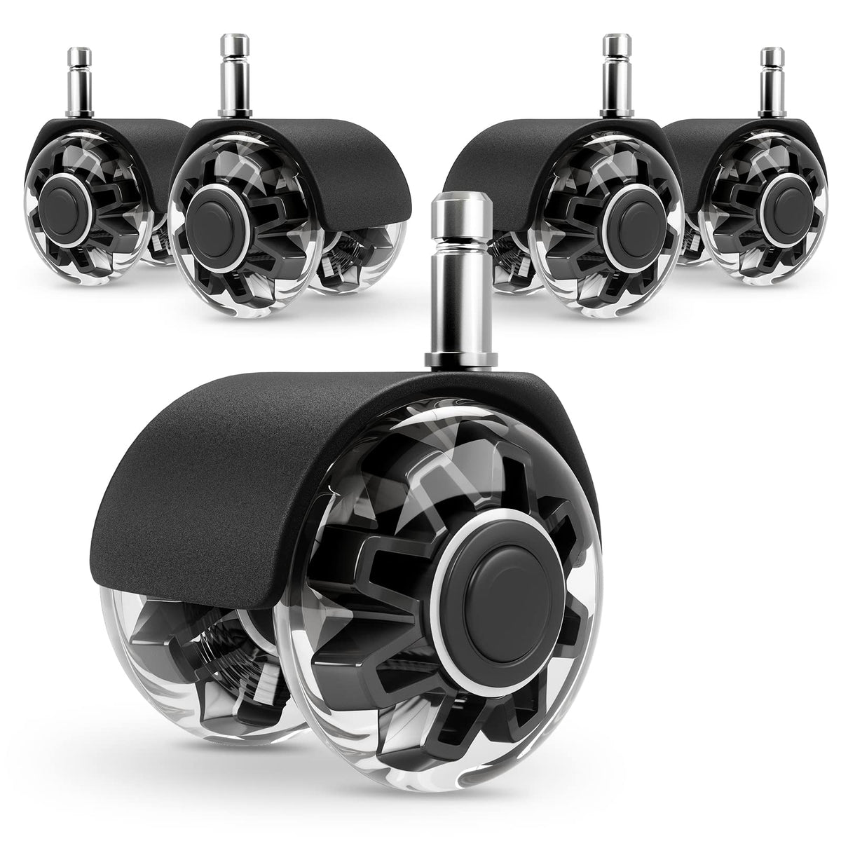 Replacement Office Chair Wheels 1000 kg - 10 x 22 mm Wheels for Office Chairs, Smooth and Quiet Hard Floor Castors