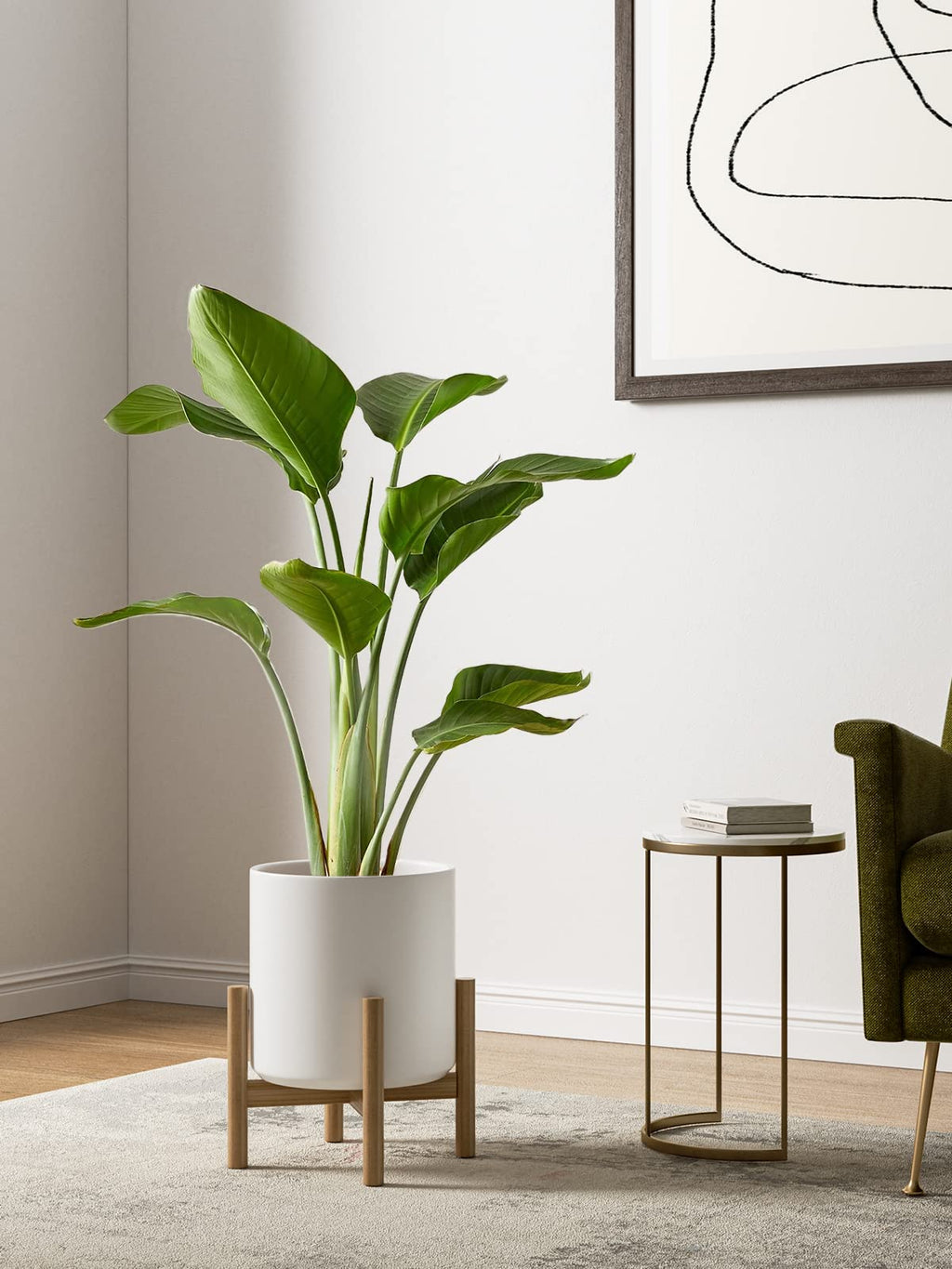 LE TAUCI Ceramic Planters Set of 3 | Mid-Century Indoor Pots with Drainage