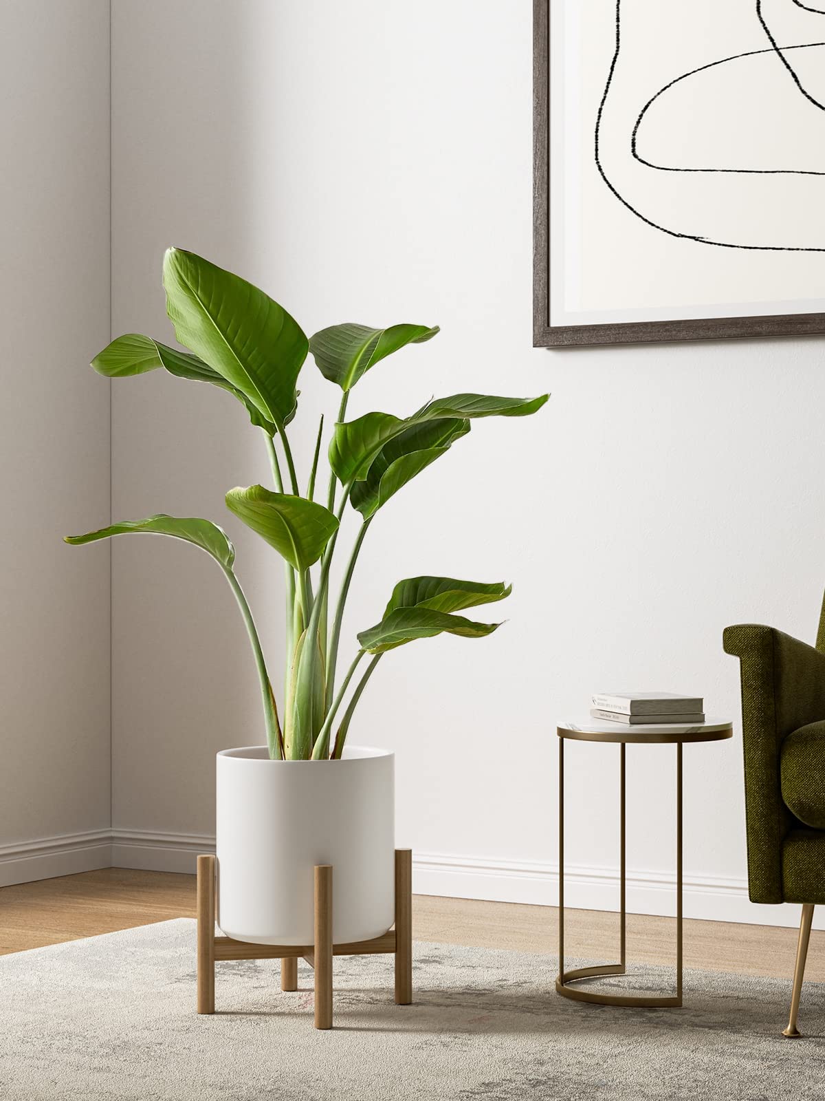 LE TAUCI Ceramic Planters Set of 3 | Mid-Century Indoor Pots with Drainage