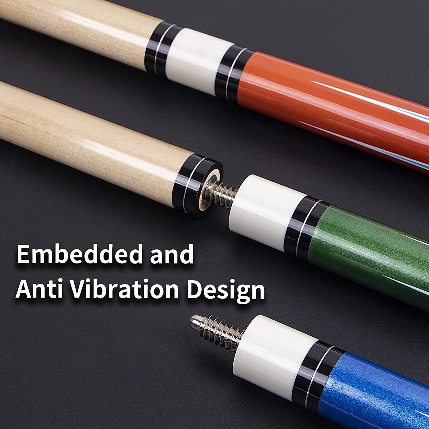 Horse Pool Cue Sticks Set of 4 | 58 Inch White Boxwood Cues