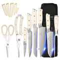 Nanfang Brothers 9-Piece Damascus Steel Knife Set with VG10 & Roll Pouch