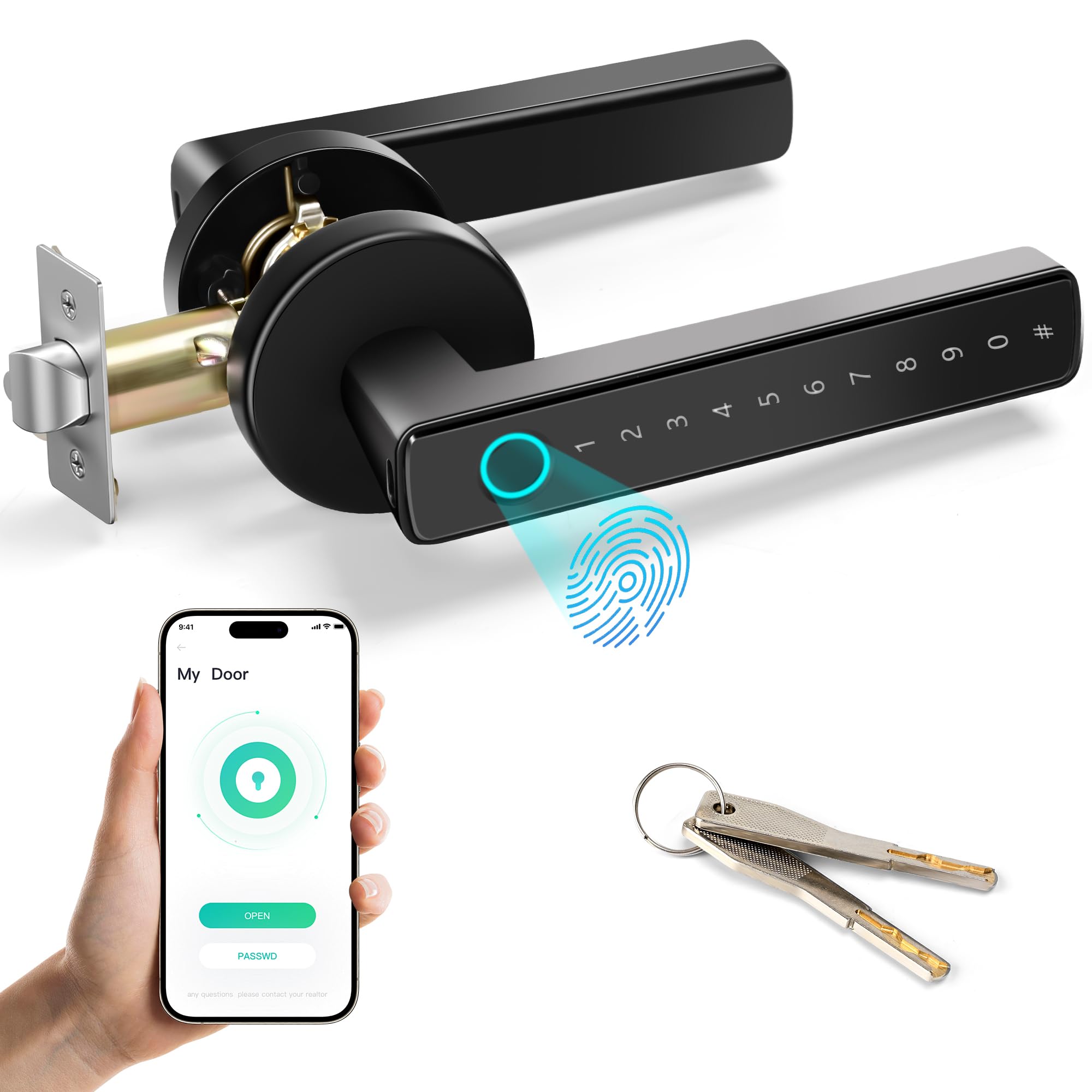 TEKXDD Smart Door Lock – 5-in-1 Biometric Fingerprint & App Entry