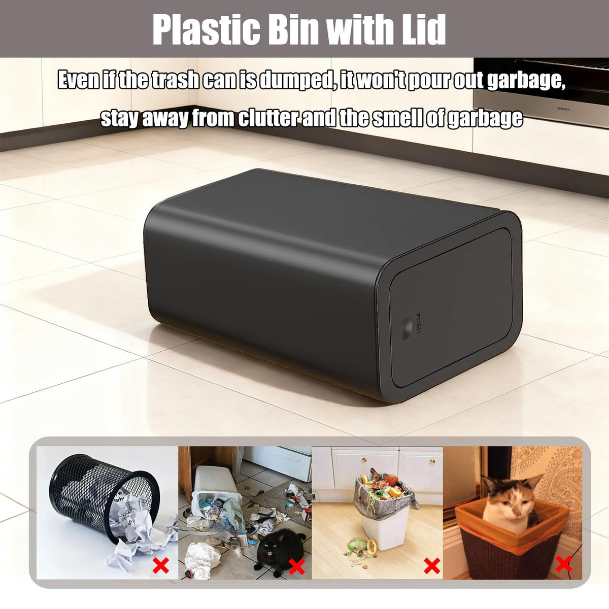 Stowetry 2 Pack Bedroom Bin,10L Plastic Bathroom Bin with Lid