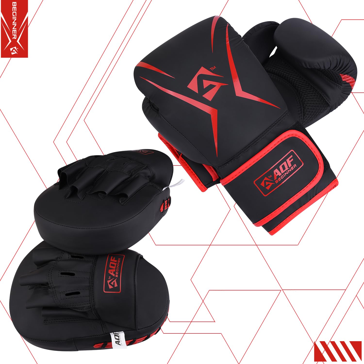 AQF Kids Boxing Gloves and Pads Set - Faux Leather MMA Training Gear