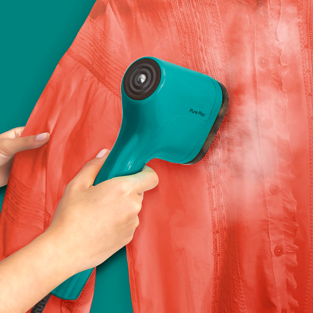 Tefal Pure Pop Handheld Garment Steamer – Slim Travel Iron in Teal Green