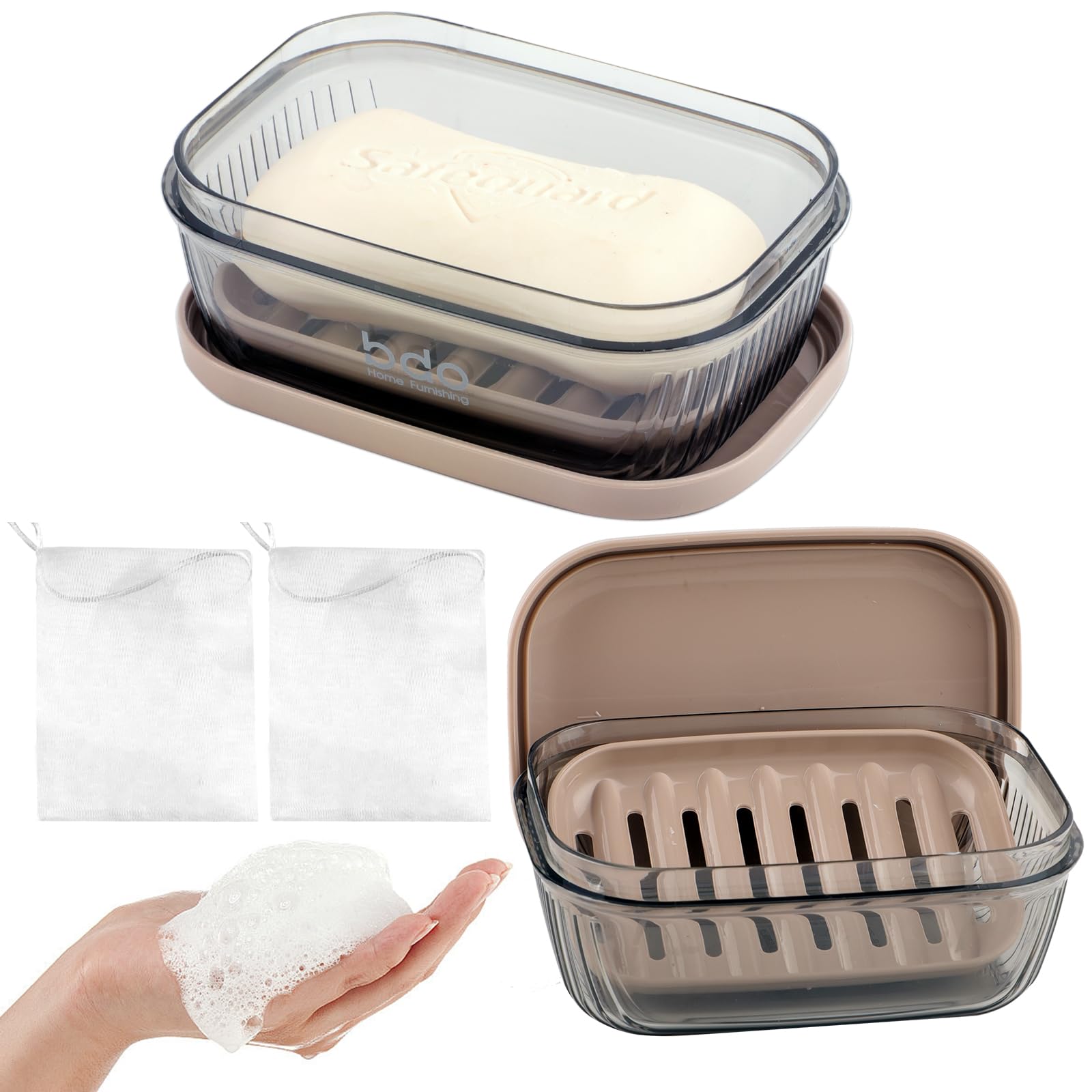 2Pcs Travel Soap Case – Portable Draining Dish with Lid