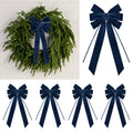 Navy Blue Christmas Velvet Bows – 4 Pcs 15x6.5 Inch Tree Topper