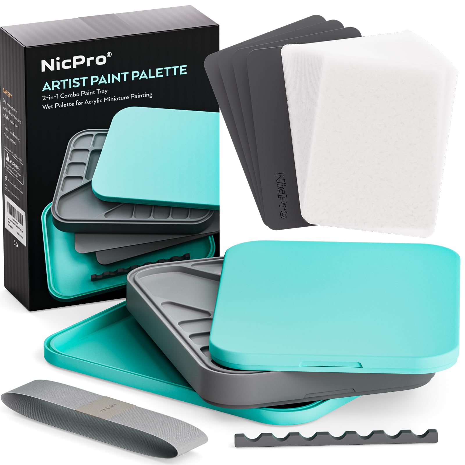 Nicpro Stay Wet Palette for Acrylic Miniature Painting with 100 Papers