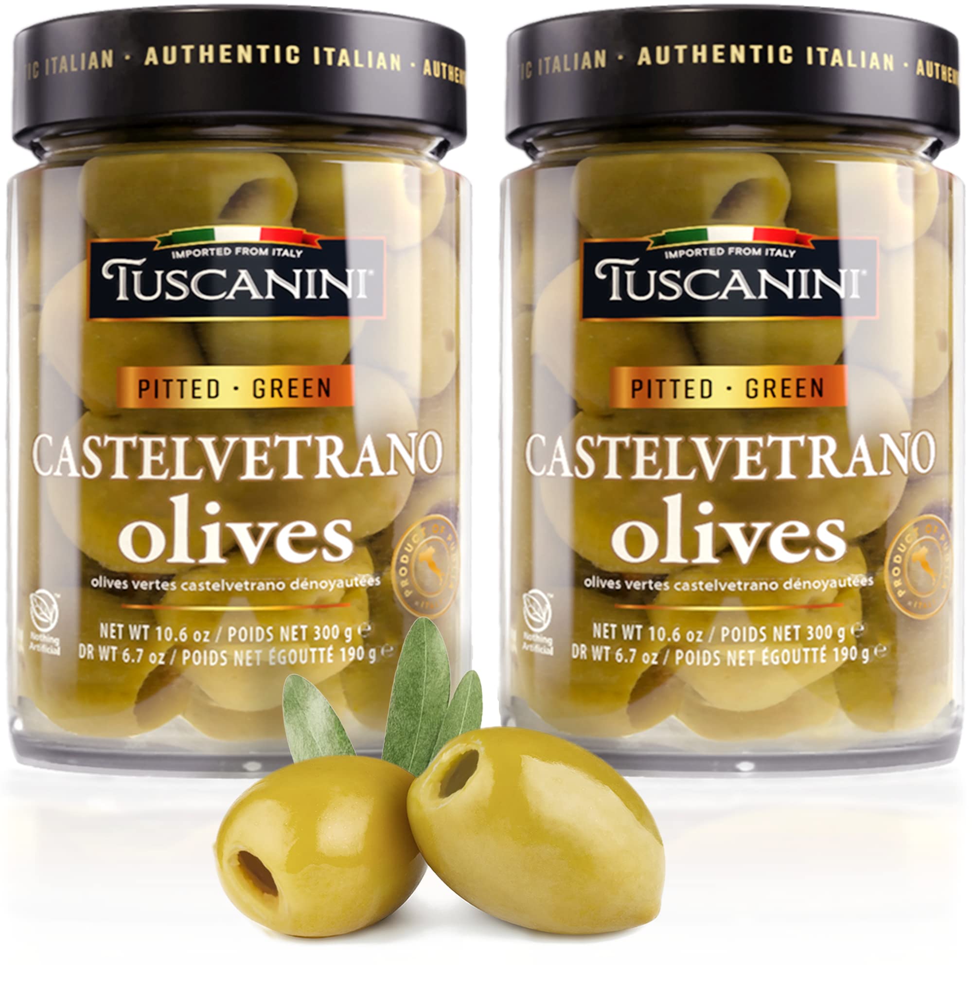 Tuscanini Italian Castelvetrano Pitted Green Olives - 300g (2 Pack)