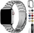Fullmosa Stainless Steel Apple Watch Band 46mm with Protective Case - Silver