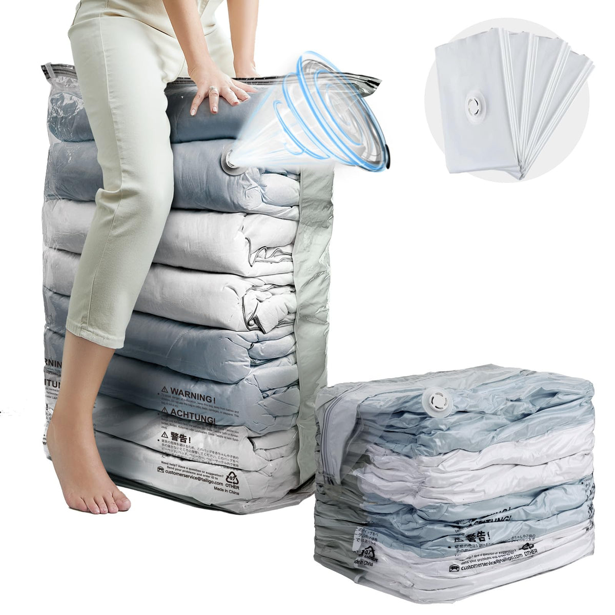 TAILI Extra Large Vacuum Storage Bags Cube 4 Jumbo80x100x38 CM, Cream - image 1