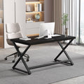 IBF Black Computer Desk, Simple Work Desk for Home Office, Industrial Writing Study Desk in Bedroom
