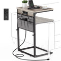 Vagusicc C-Shaped Side Table with Charging Station, Height Adjustable Sofa Side Table, Bedside Table, End Table for Small Spaces - image 1