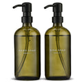 MaisoNovo Glass Soap Dispenser Set – 500ml Green Bottles with Black Pumps