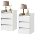 DWVO Set of 2 White Nightstands with 3 Drawers – Modern Bedside Tables