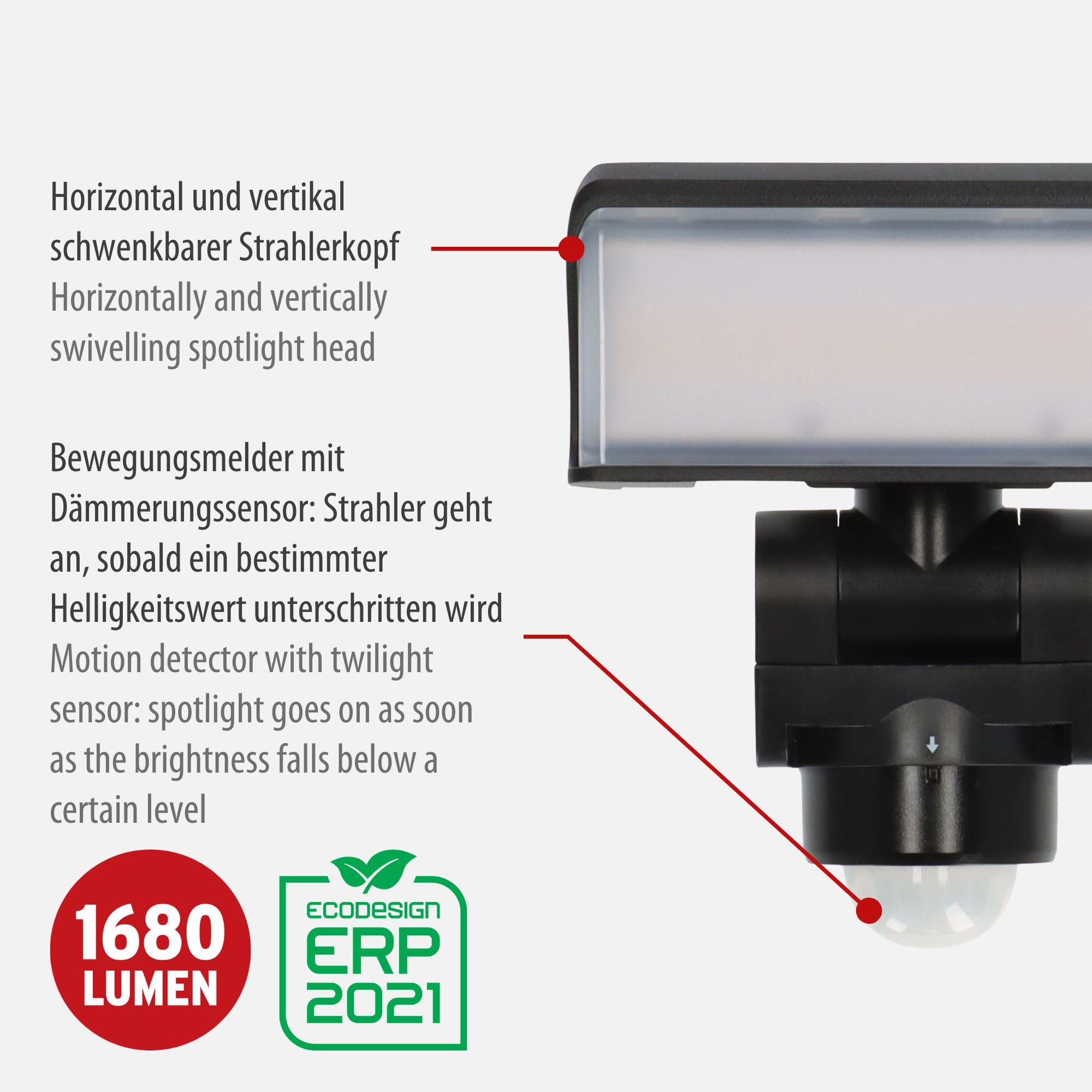 Brennenstuhl LED Outdoor Security Light | 20W Motion Sensor Floodlight
