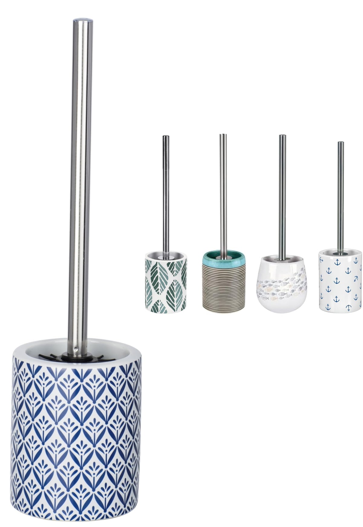 KW Pottery Ceramic Toilet Brush and Holder Lorca Blue