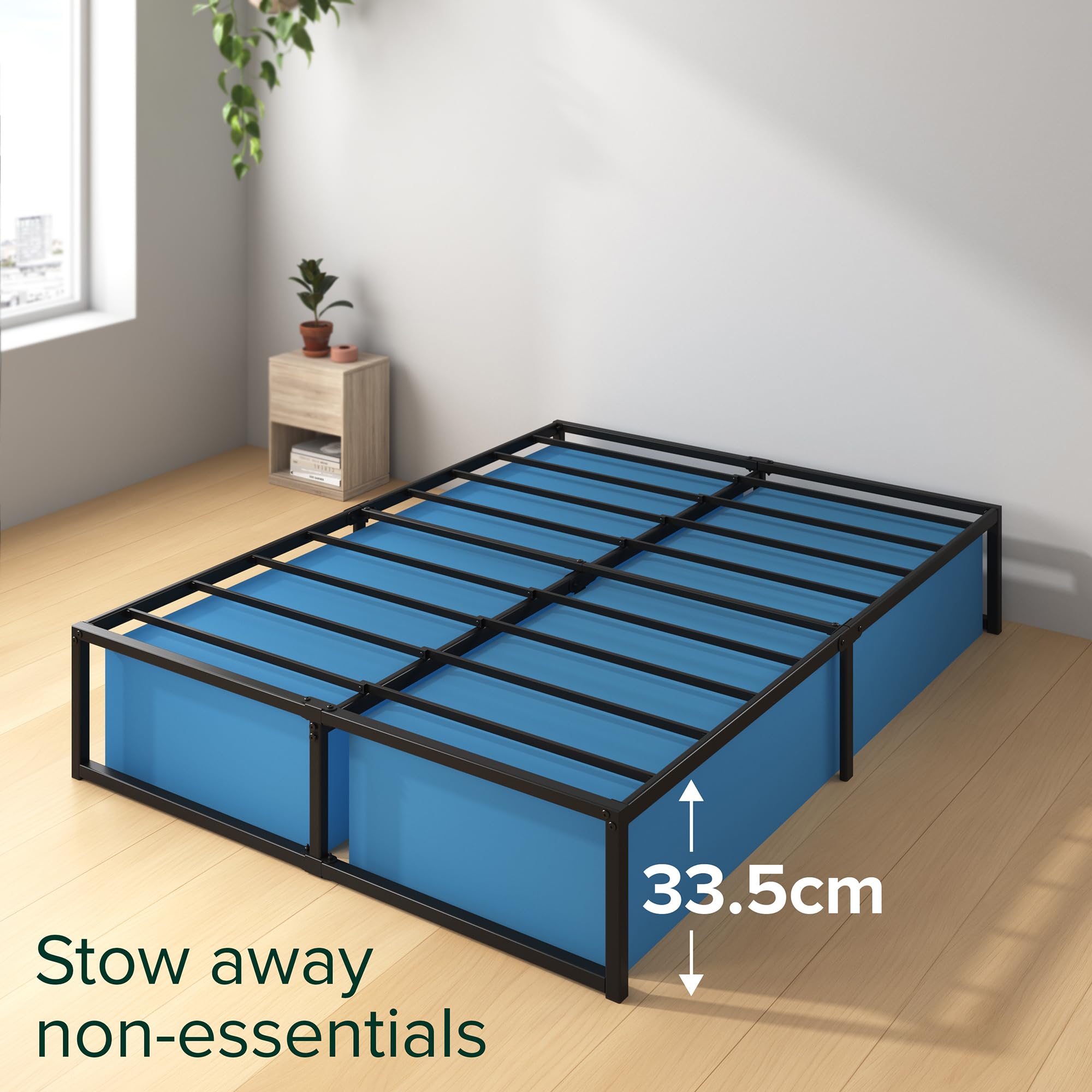 Zinus Lorelai Metal Platform Bed Frame | 135x190 cm Double | Black