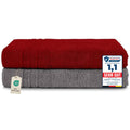 Komfortec Jumbo Bath Towels, 100% Cotton, Quick Dry, 80x200, Grey & Red - image 1