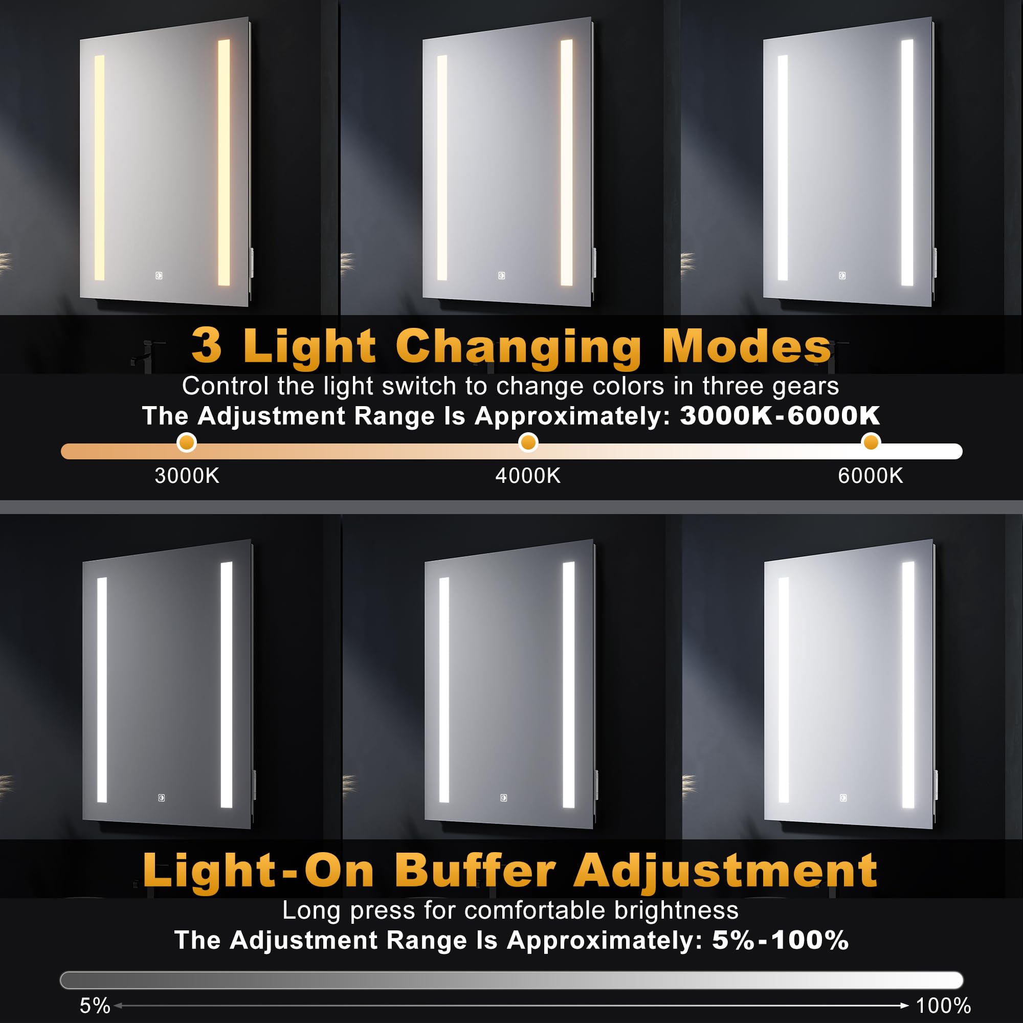 LED Bathroom Mirror with Shaver Socket & Demister Pad