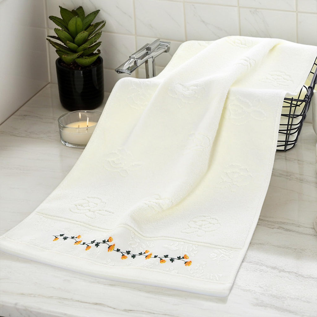 HMETOL Soft Absorbent Floral Embroidered Hand Towels for Bathroom Kitchen - image 4